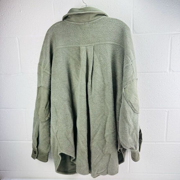 Free People Ruby Jacket Washed Olive Shacket Oversized Women’s Sz L - Picture 4 of 8